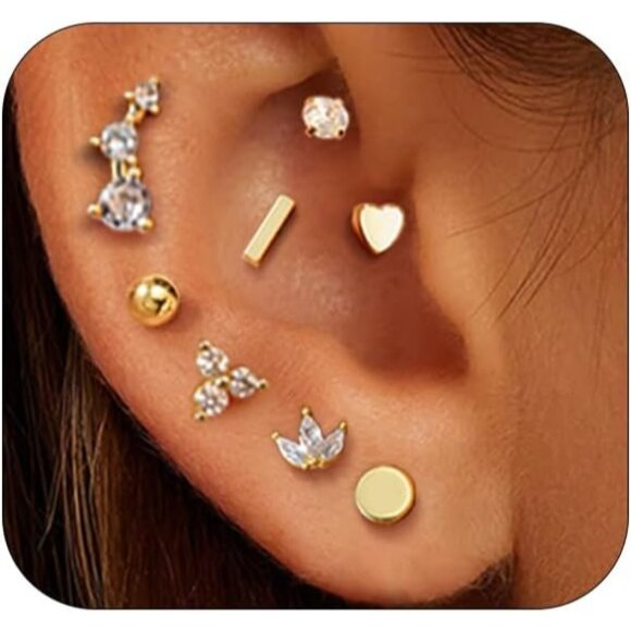 🆕 Women Gold Small Hoop Earrings Trendy Chunky Multiple Piercing Jewelry Gift - Picture 1 of 7